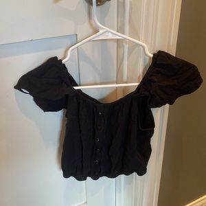 Abercrombie and fitch button up black crop top